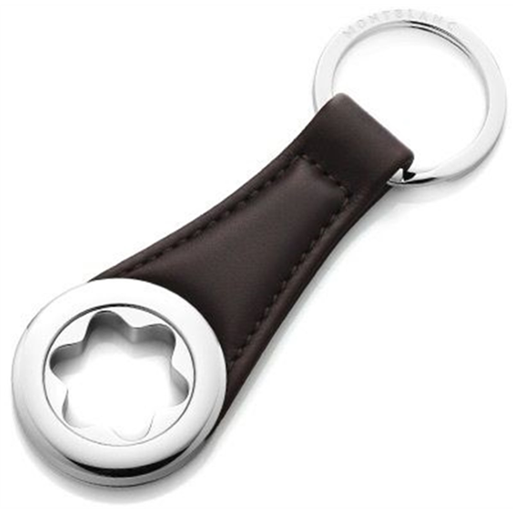 Portachiavi Montblanc Steel Collection Anello Pelle Marrone