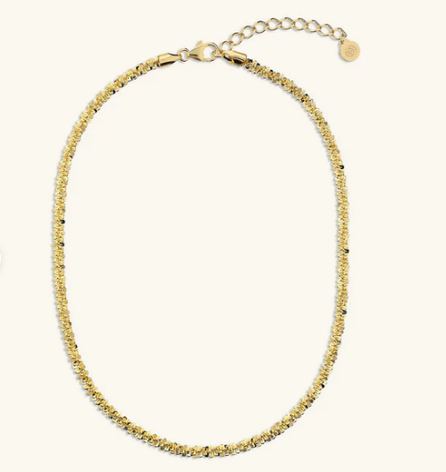 Collana Girocollo Etrusca Gioielli Lega Golden Placcata Oro 18 Kt Catena Maglia Margherita Diamantata