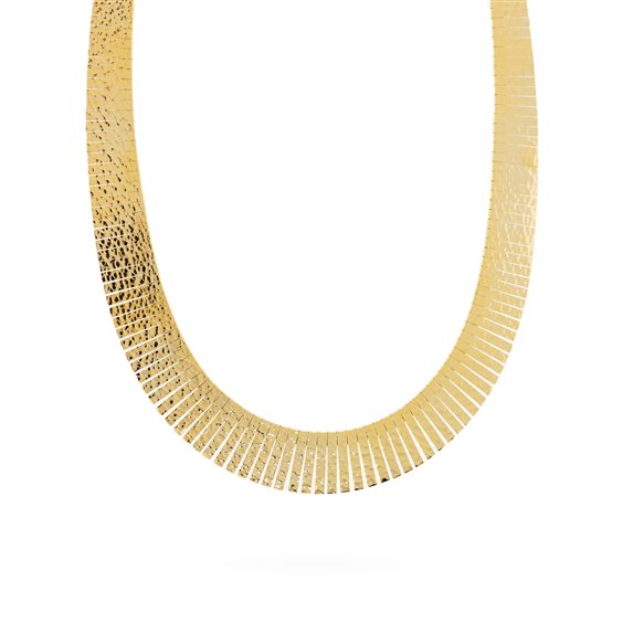 Collana Girocollo Etrusca Cleopatra Martellata Lega Golden Placcata Oro 18 kt
