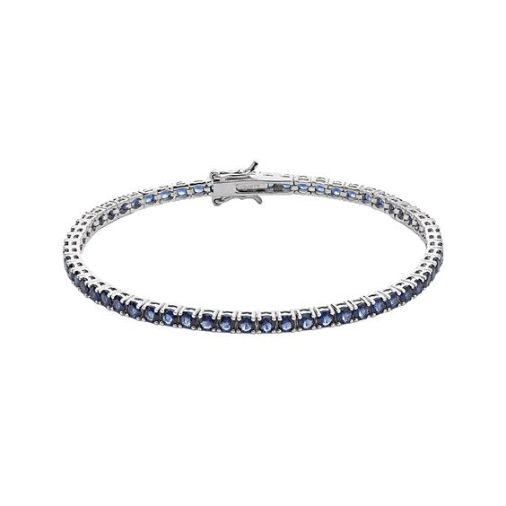 Bracciale Tennis Comete Argento Zirconi Blu - Misura 18 cm