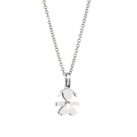 Collana Lebebé Le Briciole Oro Bianco 18 Kt Pendente Bimba Diamantino