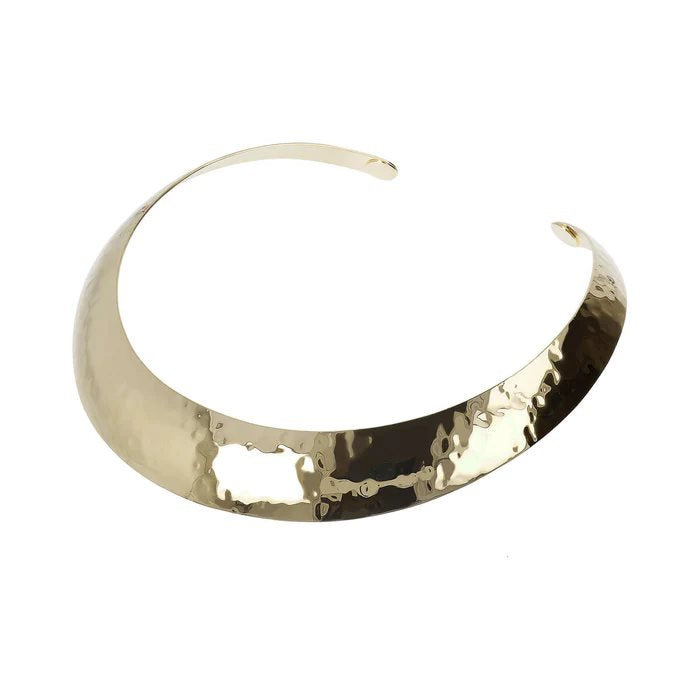 Collana Choker Etrusca Lega Golden Placcata Oro 18kt Martellata