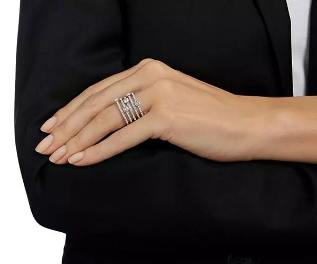 Anello Swarovski Creativity Taglio round, Bianco, Placcato color oro rosa - Misura 58