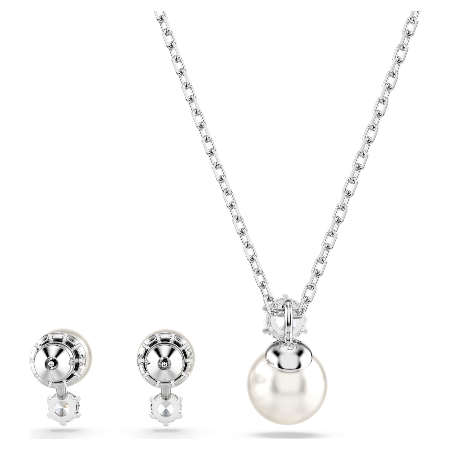 Parures Swarovski Matrix Set Crystal Pearl, Taglio Round, Bianco, Placcato rodio