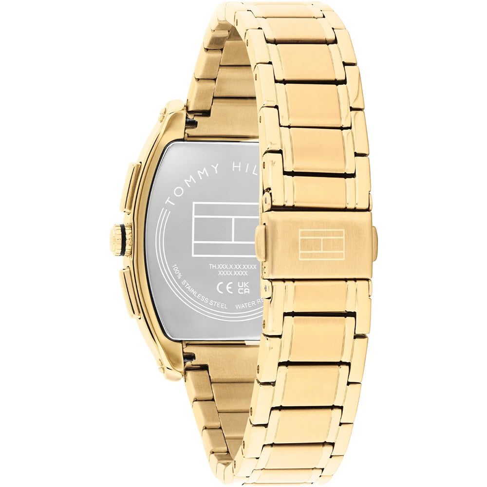 Orologio Tommy Hilfiger Oxford Multifunzione Tonneau 36 Mm Pvd Oro Braccialato Quadrante Nero