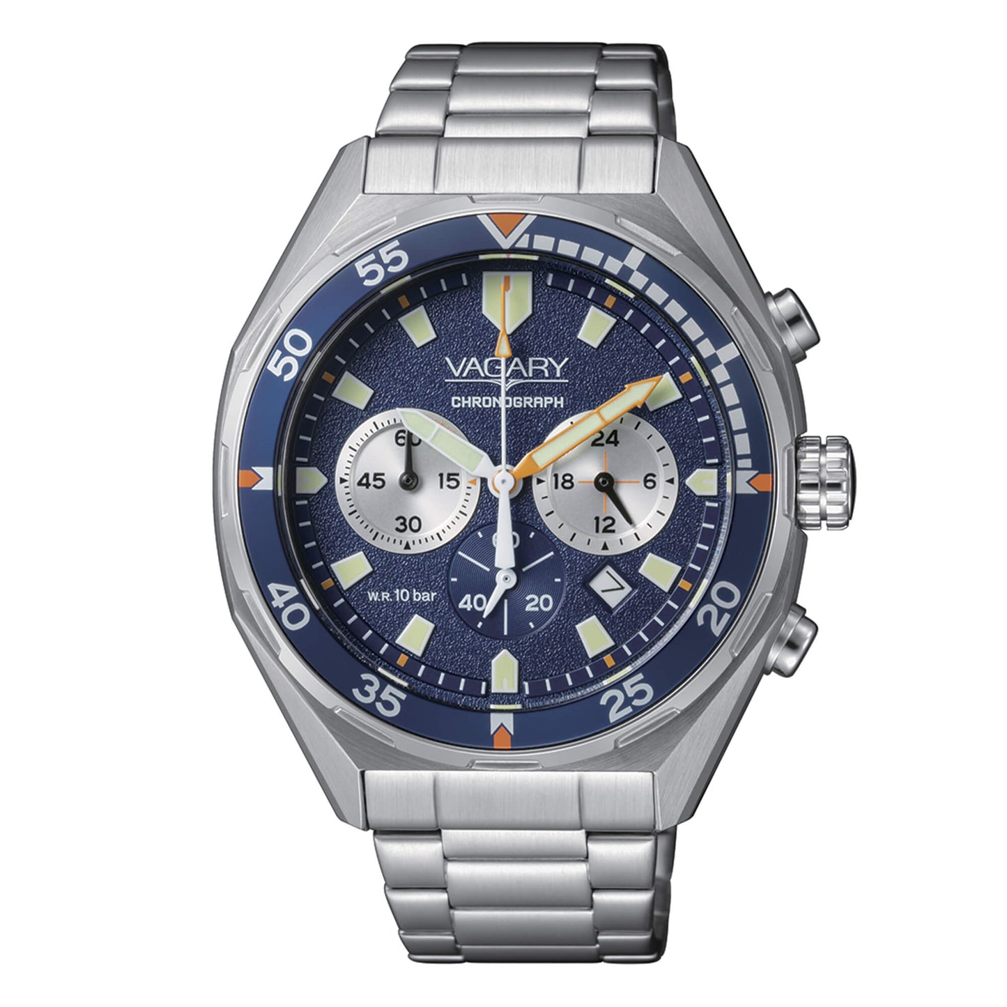 Orologio Vagary Aqua39 Crono 41 mm Acciaio Braccialato Blu