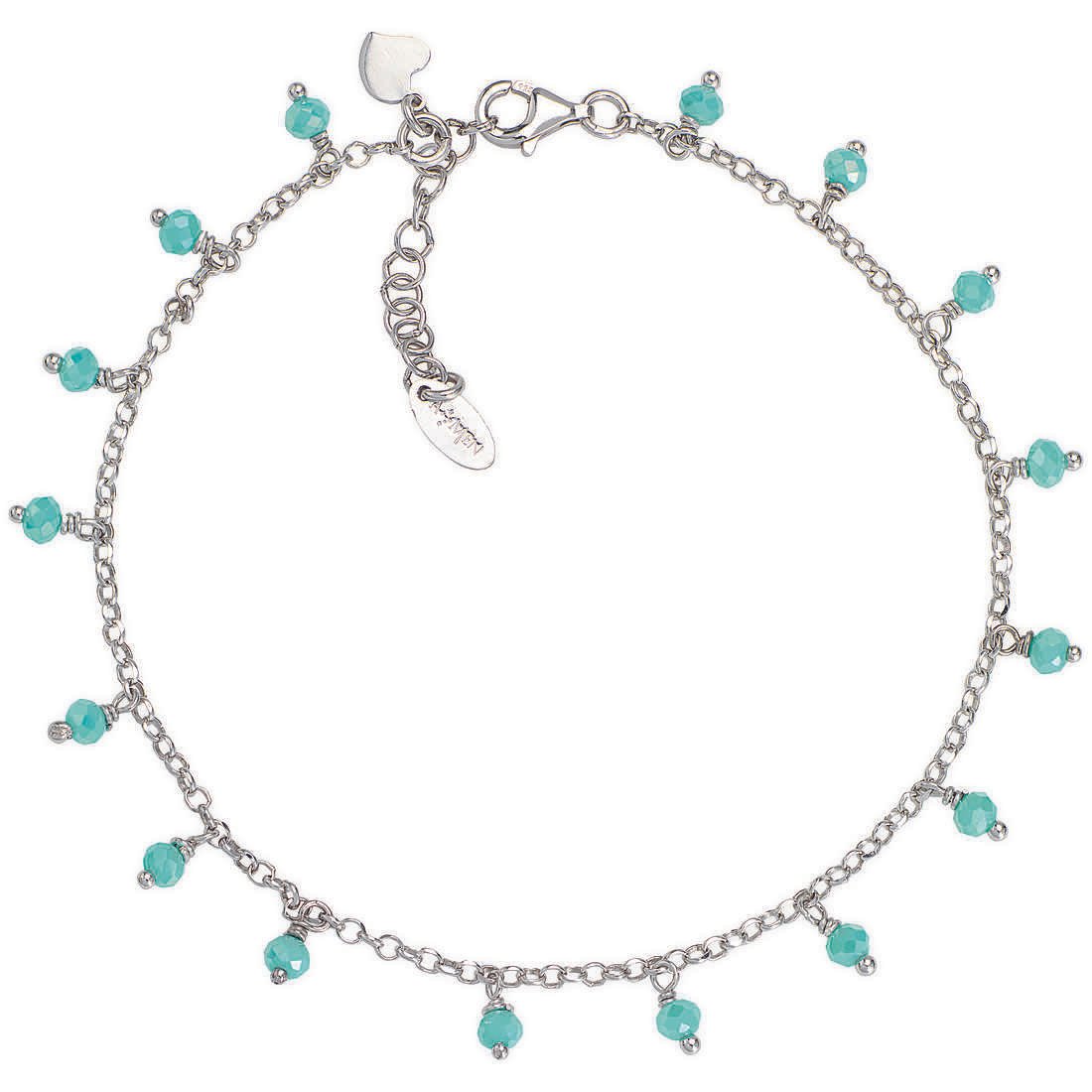 Charm Amen Romance Cavigliera Argento Charms Cristalli Cangianti Verde Tiffany