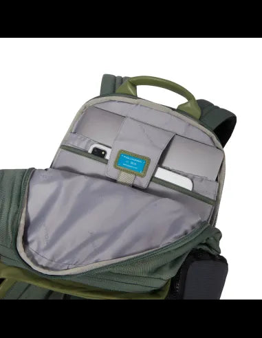 Zaini Piquadro Zaino Porta Pc Ipad In Tessuto Verde Inserti Pelle
