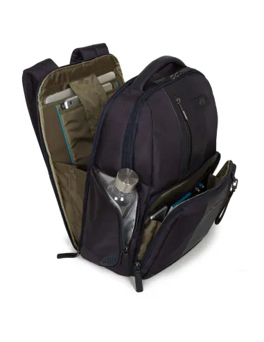 Zaini Piquadro Zaino Porta Computer In Nylon e Pelle Testa Di Moro