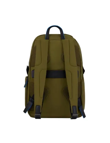 Zaini Piquadro Zaino Porta Pc Ipad In Nylon Inserto Pelle Verde