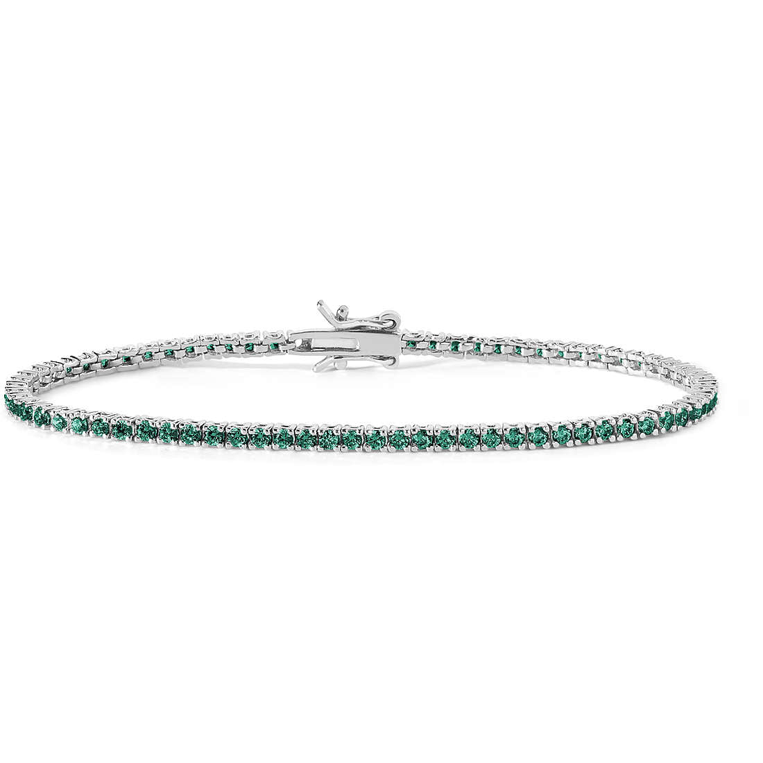 Bracciale Tennis Comete Argento Cristalli Smeraldo - Misura 17 cm