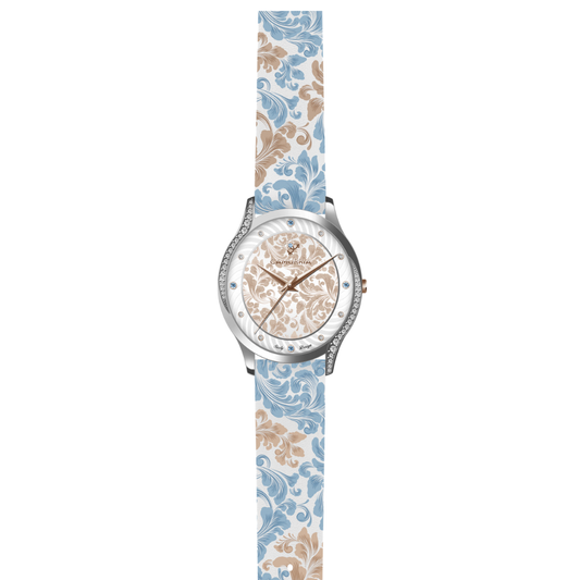 Orologio Camurrìa Flora Strass 30 Mm Acciaio Stampa Fiori