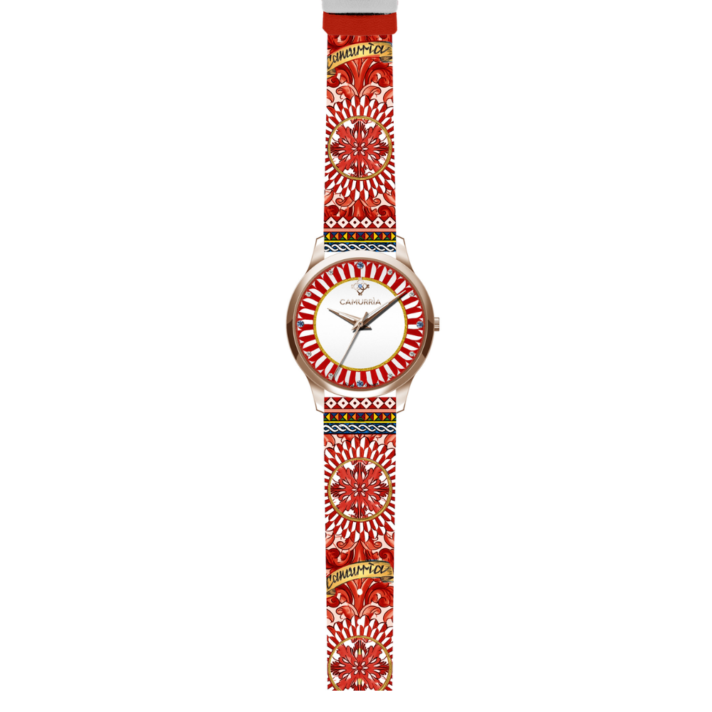 Orologio Camurrìa Sole Mio 37 Mm Pvd Oro Rosa Stampa Sicilia