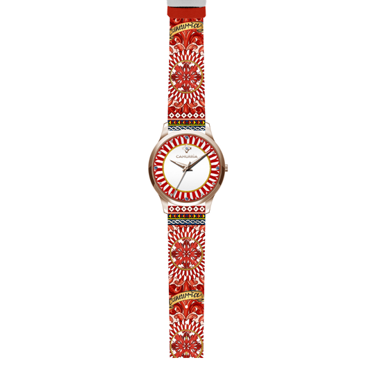 Orologio Camurrìa Sole Mio 37 Mm Pvd Oro Rosa Stampa Sicilia