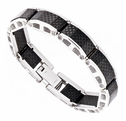 Bracciale Montblanc Contemporary Uomo Acciaio Con Inserto Carbonio