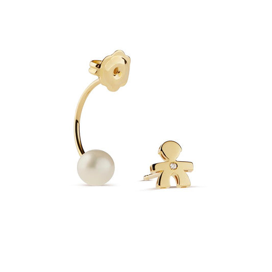 Monorecchino Lebebé Le Perle Oro Giallo Bimbo con Perla Diamante