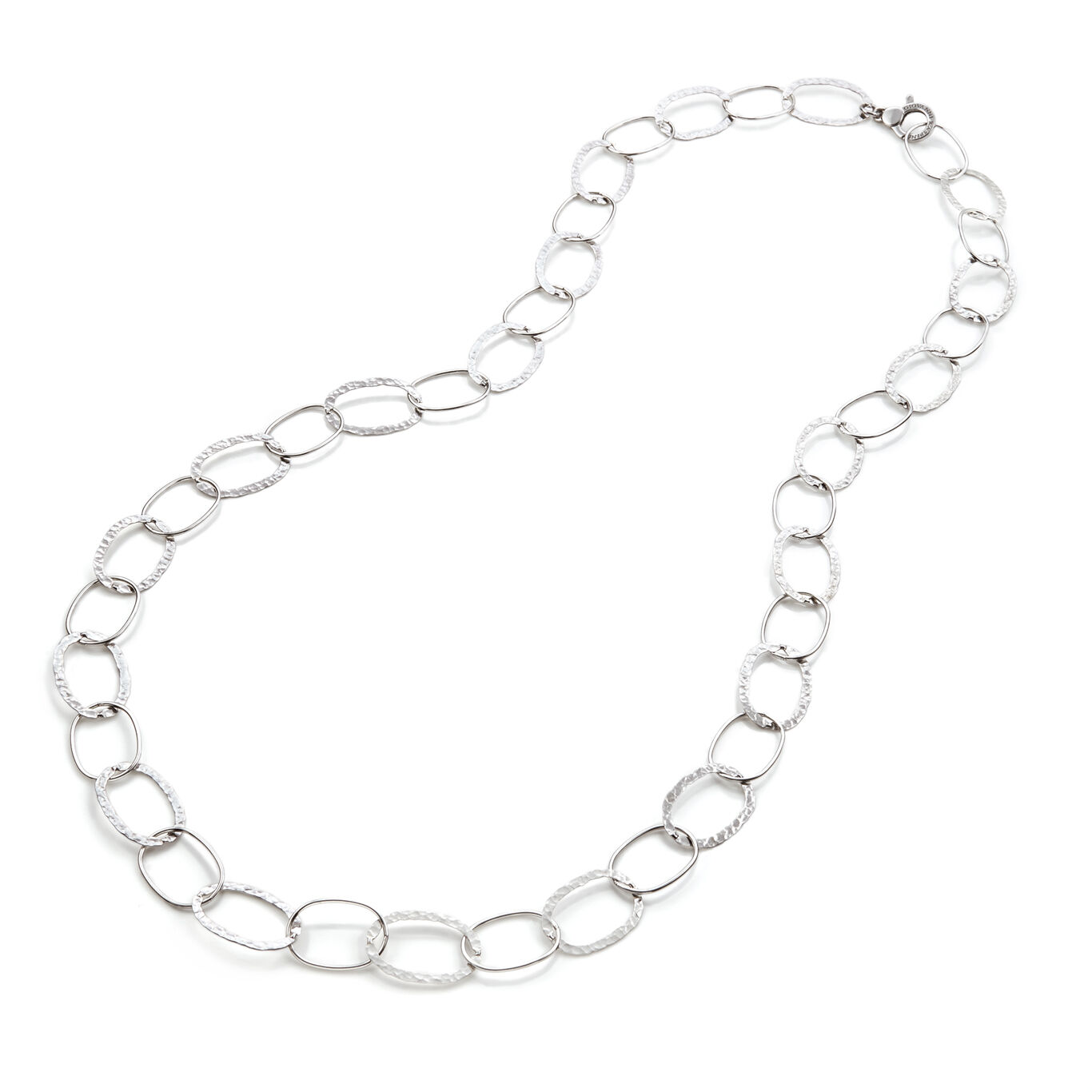 Collana in Argento Giovanni Raspini Catene Maglia Ovale Martellata