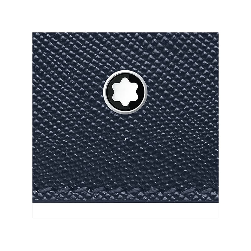 Portacarte Di Credito Montblanc Sartorial Pelle Puntinata Blu