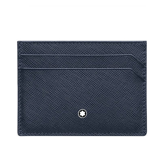 Portacarte Di Credito Montblanc Sartorial Pelle Puntinata Blu