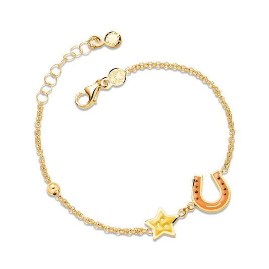Bracciale Lebebé Prime Gioie Oro Giallo 9 Kt Ferro Di Cavallo e Stellina