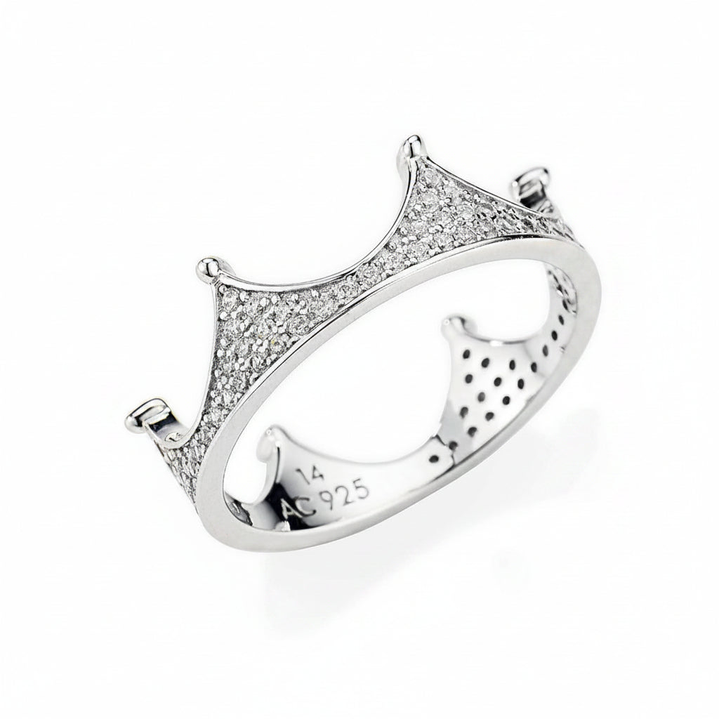 Anello Amen Argento Corona con Zirconi - Misura 14