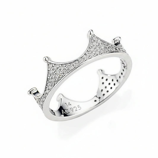 Anello Amen Argento Corona con Zirconi - Misura 14