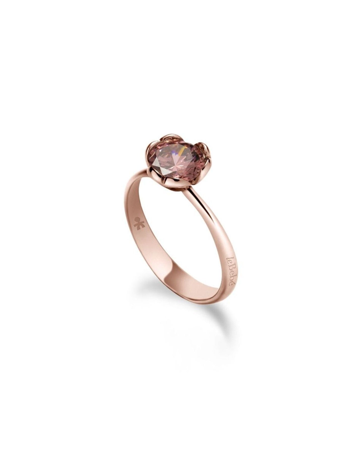 Anello Lebebé Lovely Oro Rosa 9 Kt Rodolite Bordeaux a Forma Cuore