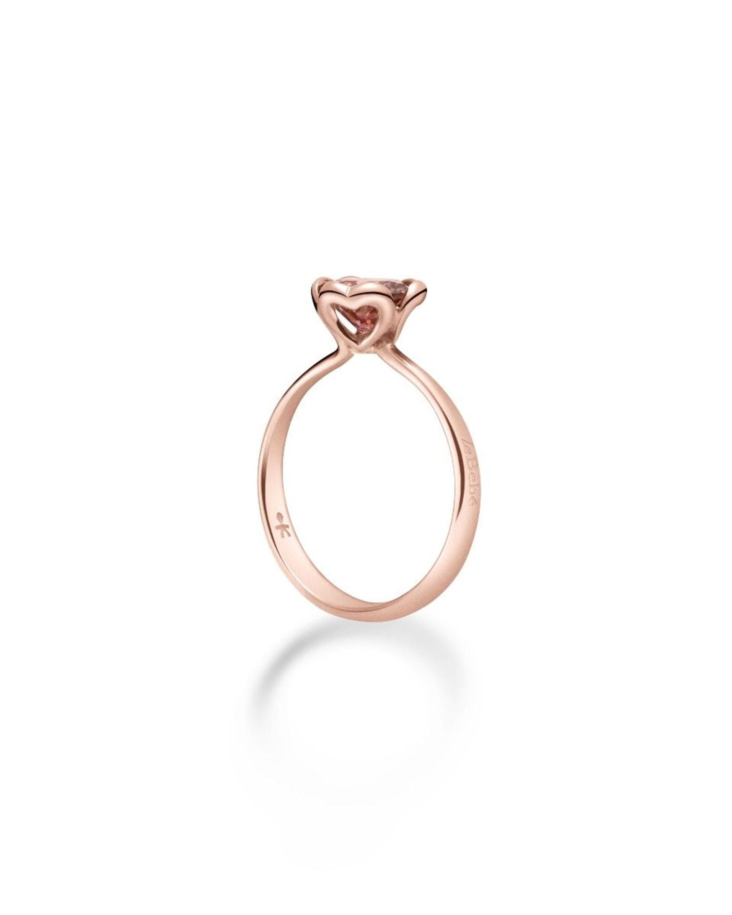 Anello Lebebé Lovely Oro Rosa 9 Kt Rodolite Bordeaux a Forma Cuore