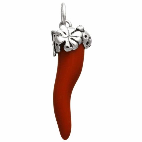 Charms Giovanni Raspini Charm Corno Rosso Quadrifoglio