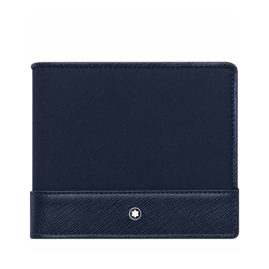 Portafogli Montblanc Sartorial Portafoglio 4 Scomparti Portamonete Pelle Blu