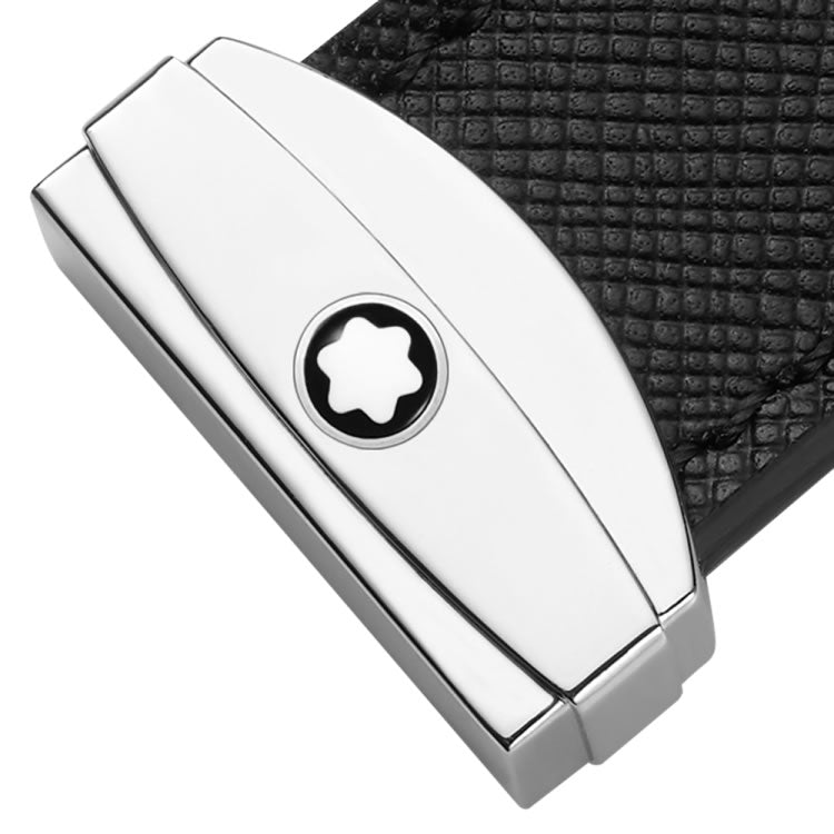 Portachiavi Montblanc Sartorial Ad Anello Acciaio E Pelle Nera