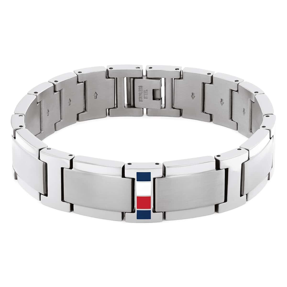 Bracciale Uomo Tommy Hilfiger Jameson Acciaio Lucido/Satinato Centrale Log Smaltato