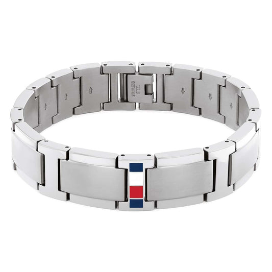 Bracciale Uomo Tommy Hilfiger Jameson Acciaio Lucido/Satinato Centrale Log Smaltato