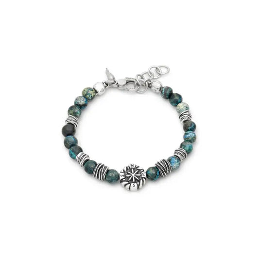 Bracciale Uomo Giovanni Raspini Tango Rosa Dei Venti Diaspro Verde