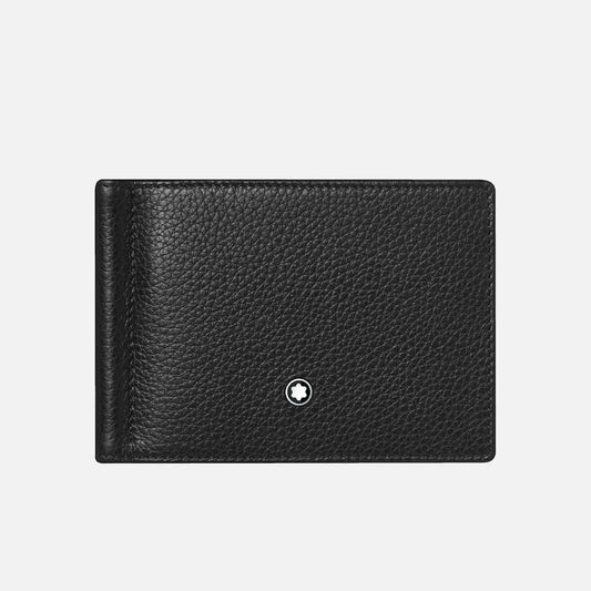 Portafogli Montblanc Soft Grain Portafoglio 6 Scomparti Fermasoldi Pelle Nero