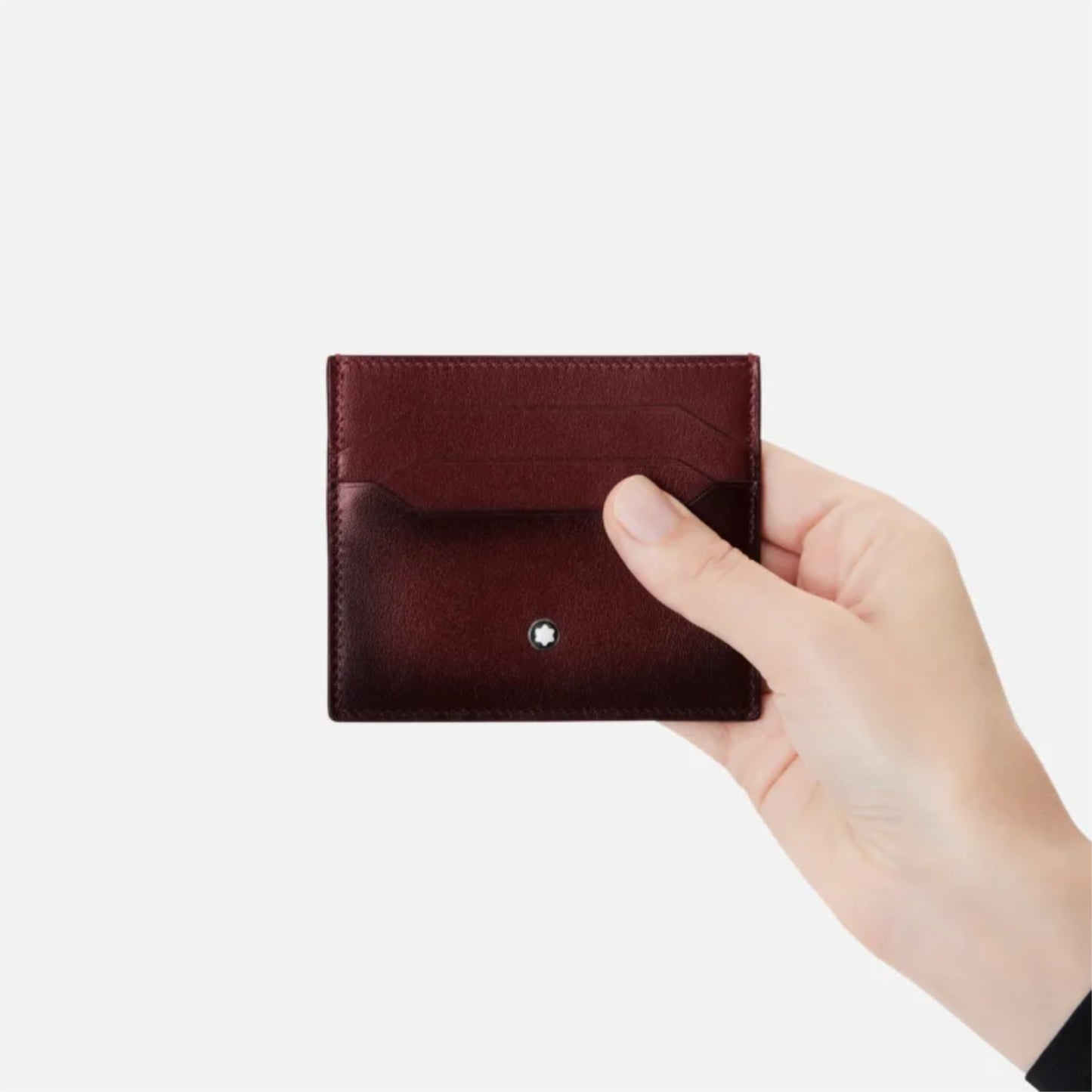 Portacarte Di Credito Montblanc Meisterstuck 6 Scomparti Pelle Sfumata Bordeaux