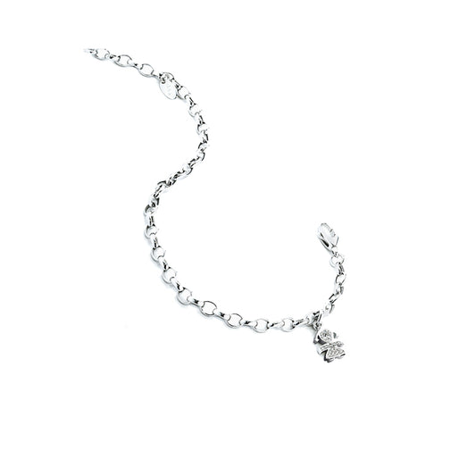Bracciale Lebebé I Classici Oro Bianco 18 Kt Charm Bimba Pavè Diamanti