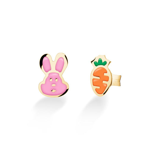 Orecchini Lobo Lebebé Primegioie Carota & Coniglietto Oro Giallo