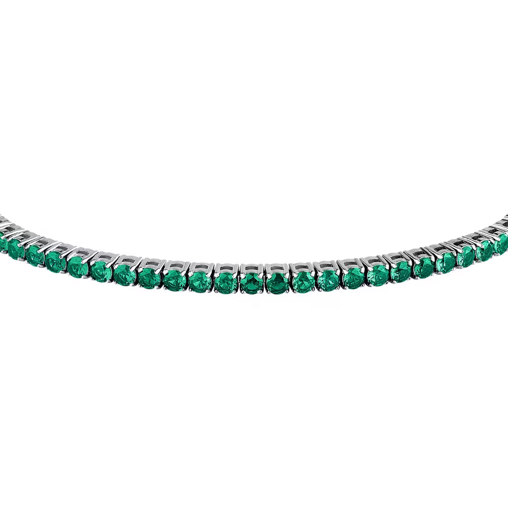 Bracciale Tennis Morellato Club Acciaio Cristalli Verdi