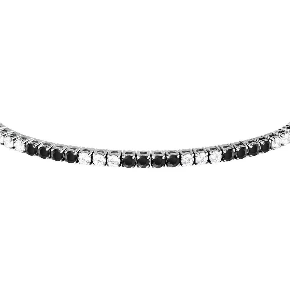 Bracciale Tennis Morellato Club Acciaio Cristalli Neri/Bianchi