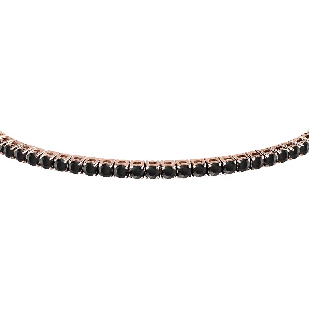Bracciale Tennis Morellato Club Pvd Oro Rosa Cristalli Neri
