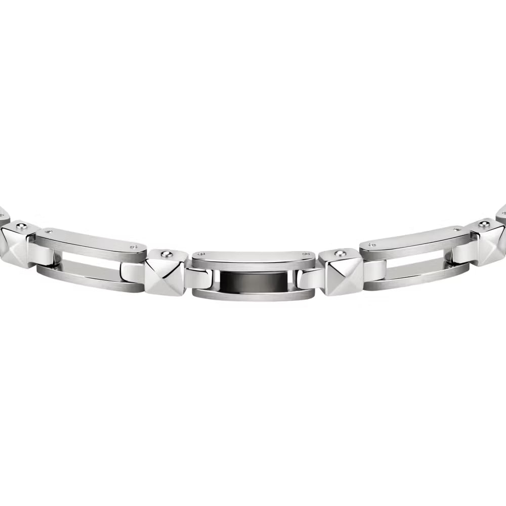 Bracciale Uomo Morellato Cross Acciaio Lucido/Satinato Inserti Pvd Grigio