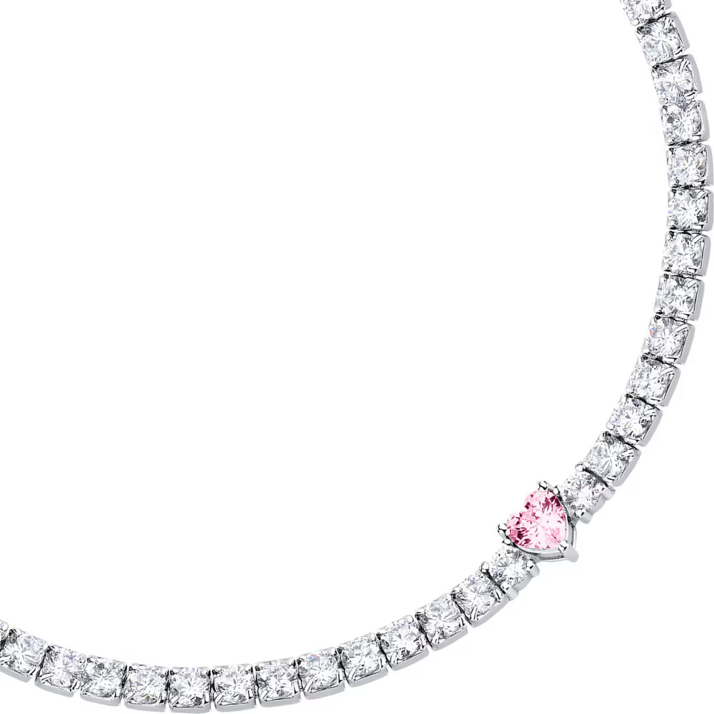 Bracciale Tennis Morellato Infinito Argento Zirconi e centrale taglio cuore rosa