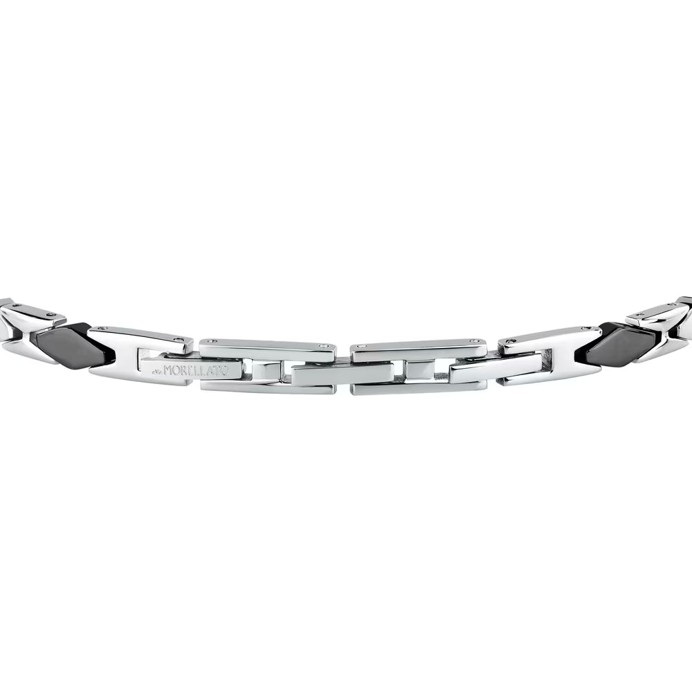 Bracciale Uomo Morellato Motown Acciaio Rombi Pvd Nero