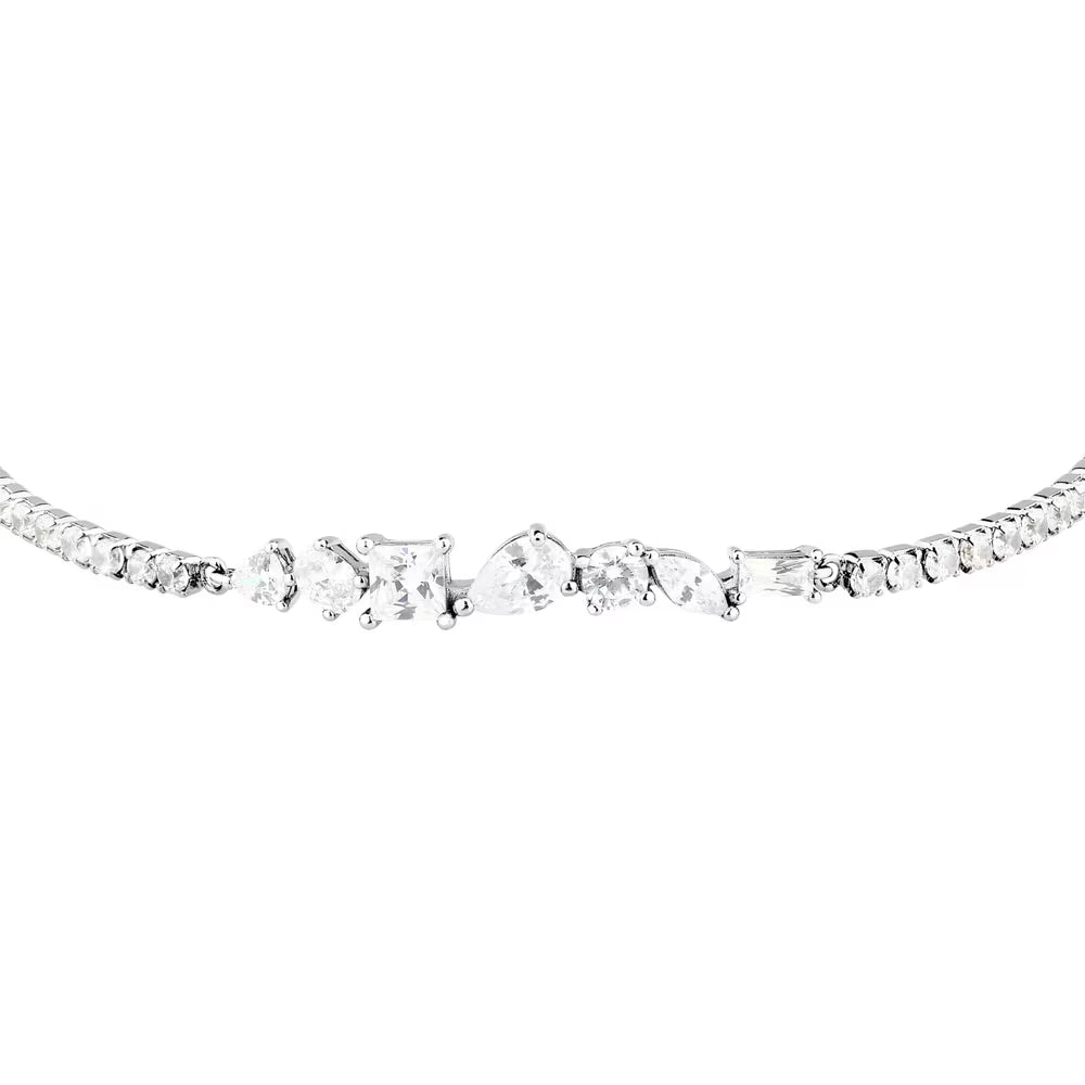 Bracciale Morellato Riflessi Argento Tennis Zirconi E Centrali Taglio Geometrico