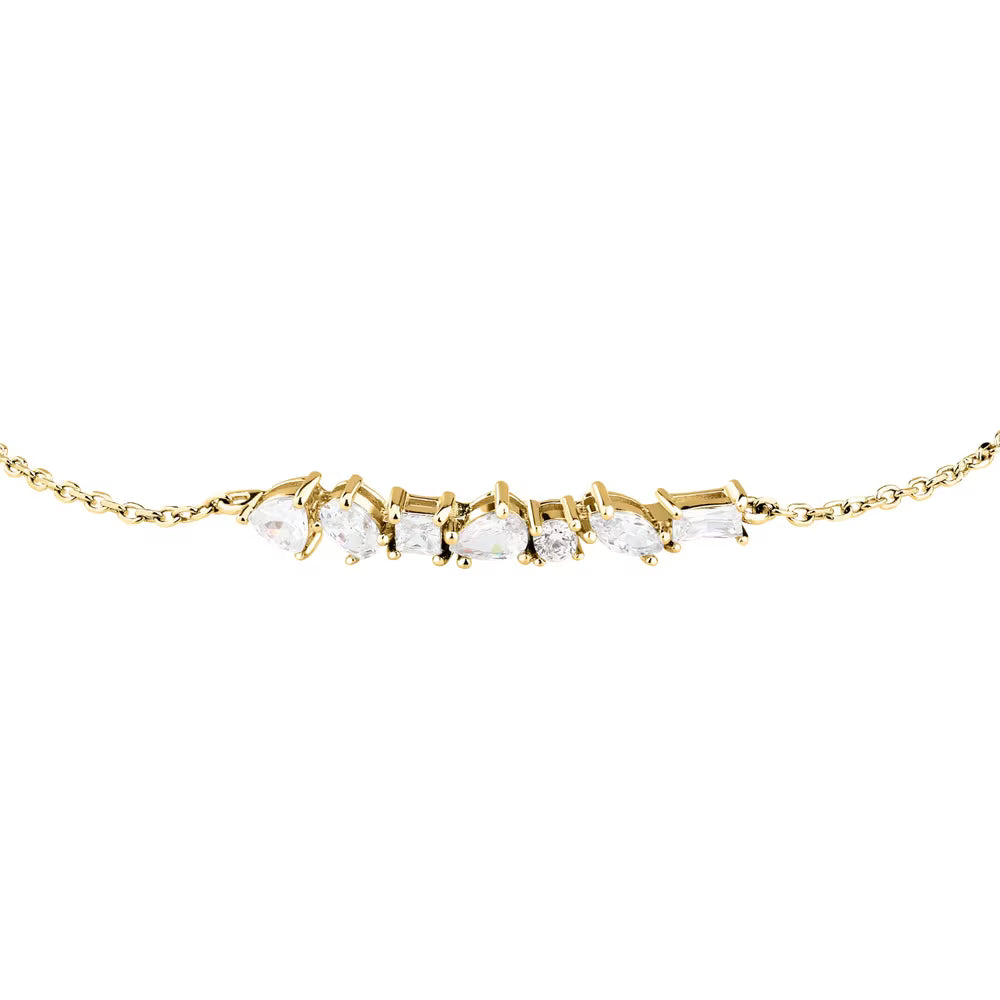 Bracciale Morellato Riflessi Argento Dorato Zirconi Centrali Taglio Geometrico