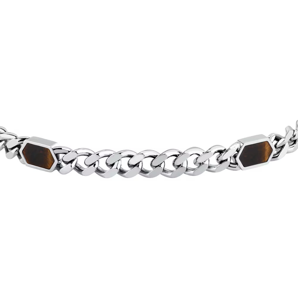 Bracciale Uomo Morellato Terra Acciaio Maglia Grumetta 3 Elementi Esagonali