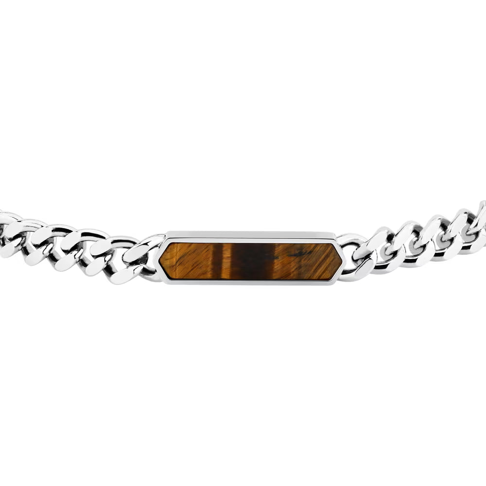 Bracciale Uomo Morellato Maglia Grumetta Piastrina Esagonale