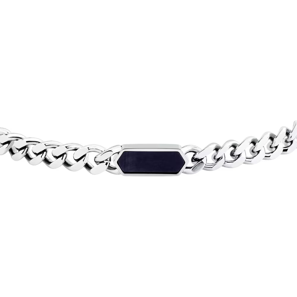 Bracciale Uomo Morellato Terra Acciaio Maglia Grumetta Elemento Esagonale Occhio Di Tigre Scuro