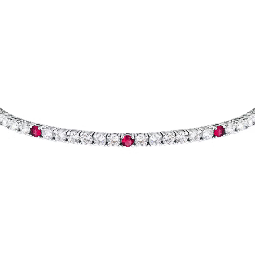 Bracciale Tennis Morellato Tesori Argento Zirconi Bianchi/Rossi